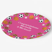 roze sport Baby shower meisje Papieren Bordje (Gekanteld)