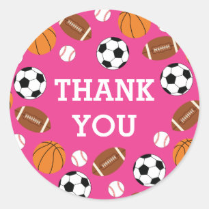 roze sport Baby shower meisje Ronde Sticker