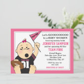Roze Sport Tailgate Baby Douche Uitnodigingen (Staand voorkant)