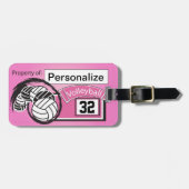 Roze Sport Volleybal Bagagelabel (Voorkant horizontaal)