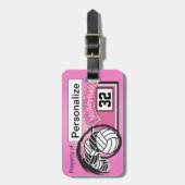 Roze Sport Volleybal Bagagelabel (Voorkant verticaal)