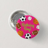 Roze Sportverjaardagsfeestje Ronde Button 3,2 Cm (Voorkant /achterkant)