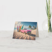 Roze sportwagen Happy Retirement Kaart (Achterkant)