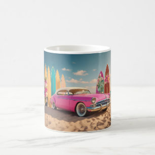 Roze  sportwagen surf boards koffiemok