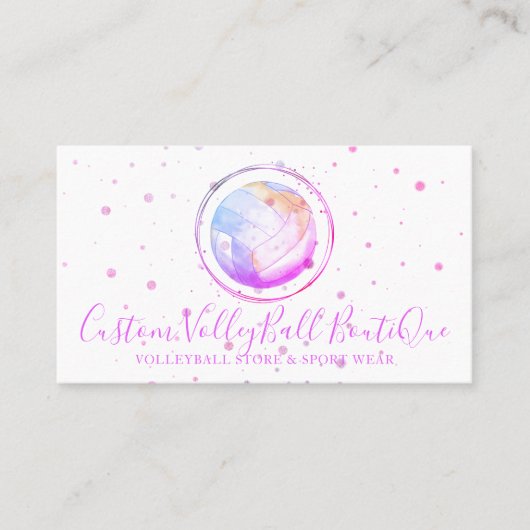 Roze Sportzweer Volleyball Visitekaartje (Voorkant)