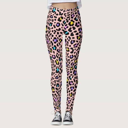 Roze spots Dierlijke afdruk Leggings (Voorkant)
