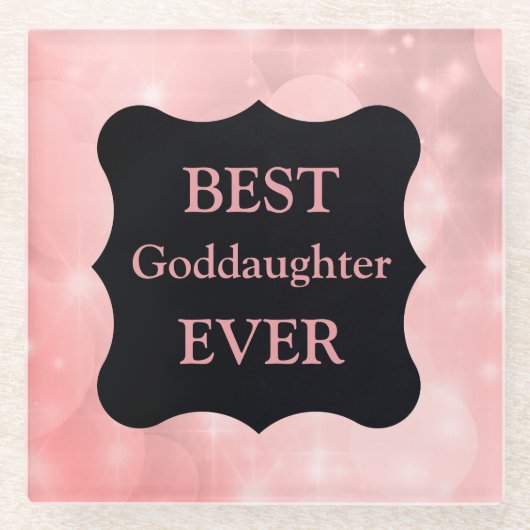 Roze sprankelend Best Godfather Ever! ontwerp Glazen Onderzetter (Voorkant)