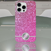 Roze sprankelende glitter monogram telefoonhoes Case-Mate iPhone case