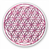 Roze sprankelende heilige geometrie bloem van het sticker (Voorkant)