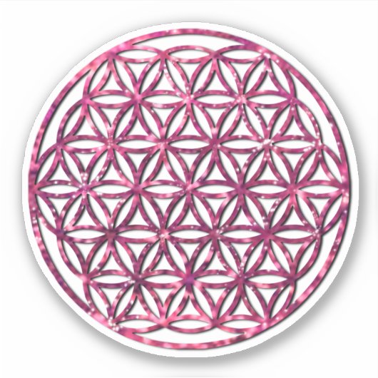 Roze sprankelende heilige geometrie bloem van het  sticker (Voorkant)