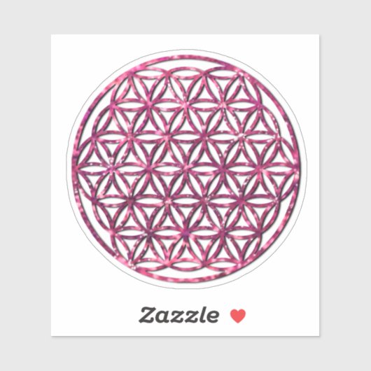 Roze sprankelende heilige geometrie bloem van het  sticker (Vel)