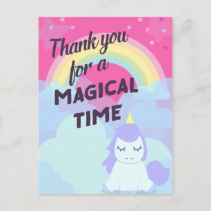 Roze sprankelende magische regenboog eenhoorn beda briefkaart