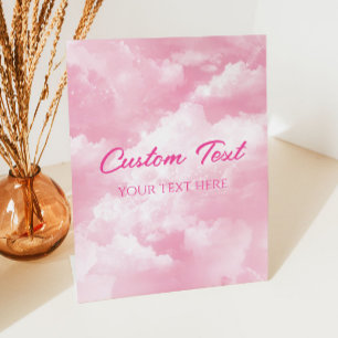 Roze Sprankelende Wolken Partij Custom Text Reclamebord Met Voetstuk