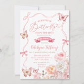 Roze Spring Blossom Floral Butterfly Baby shower Kaart (Voorkant)