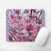 Roze Spring Blossom Joy Quote floral Mouse Mat Muismat (Met muis)