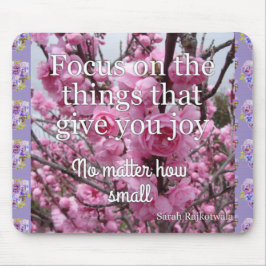 Roze Spring Blossom Joy Quote floral Mouse Mat Muismat