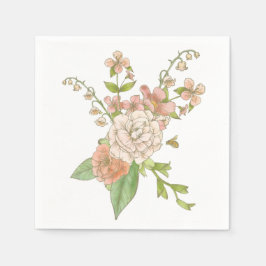 Roze Spring Bouquet Waterverf Paper Napkin Servet
