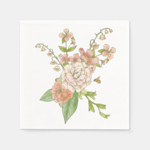 Roze Spring Bouquet Waterverf Paper Napkin Servet