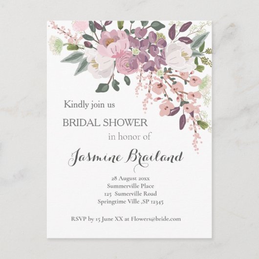 Roze Spring Bridal Shower-uitnodiging Uitnodiging Briefkaart (Voorkant)