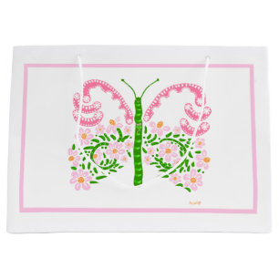 Roze Spring Butterfly Gift Bag Groot Cadeauzakje