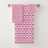 Roze Spring Cherry Blossom en kersen gepatterd Bad Handdoek (Insitu)