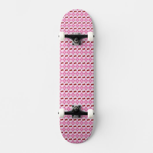 Roze Spring Cherry Blossom en kersen gepatterd Persoonlijk Skateboard (Voorkant)