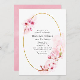 Roze Spring Cherry Blossom Engagement Party Kaart