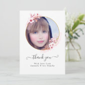Roze Spring Cherry Blossom Foto Bedankkaart (Staand voorkant)