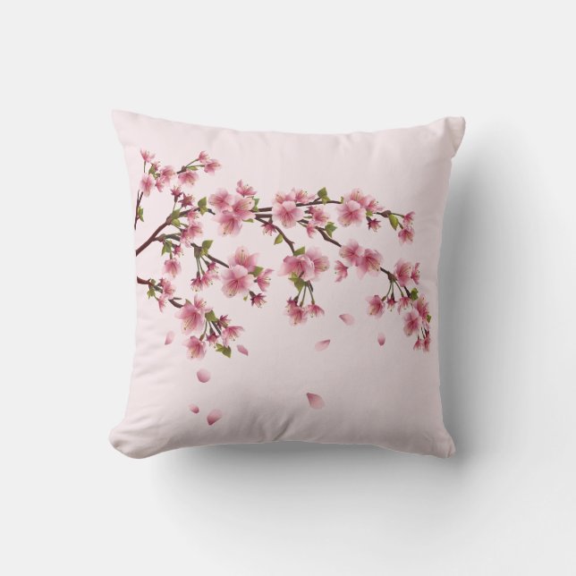 Roze Spring Cherry Blossom Kussen (Voorkant)