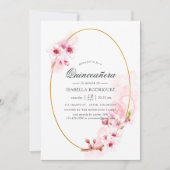 Roze Spring Cherry Blossom Quinceañera Kaart (Voorkant)