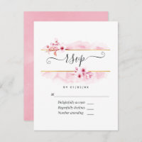 Roze Spring Cherry Blossom Quinceañera RSVP-kaart
