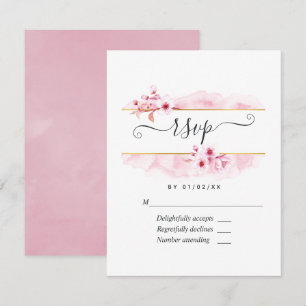 Roze Spring Cherry Blossom Quinceañera RSVP-kaart RSVP Kaartje