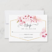 Roze Spring Cherry Blossom Quinceañera RSVP Kaartje (Voorkant)