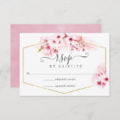 Roze Spring Cherry Blossom Quinceañera RSVP Kaartje (Voorkant / Achterkant)