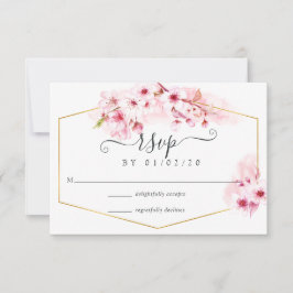 Roze Spring Cherry Blossom Quinceañera RSVP Kaartje