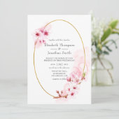 Roze Spring Cherry Blossom Wedding Kaart (Staand voorkant)