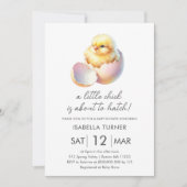 Roze Spring Chick Baby shower Invitation Kaart (Voorkant)