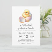 Roze Spring Chick Baby shower Invitation Kaart (Staand voorkant)