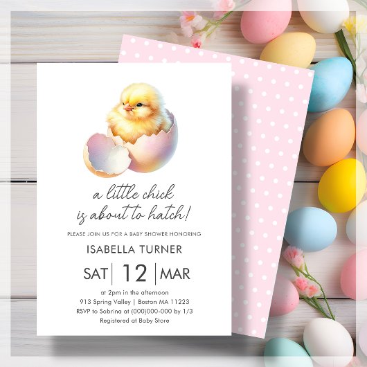 Roze Spring Chick Baby shower Invitation Kaart