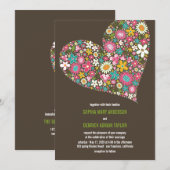 Roze Spring Flowers Heart Whimsical Wedding Invite Kaart (Voorkant / Achterkant)
