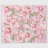 Roze Spring Magnolia-bloemen Cadeaupapier (Vlak)