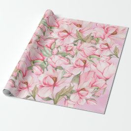 Roze Spring Magnolia-bloemen Cadeaupapier