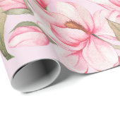 Roze Spring Magnolia-bloemen Cadeaupapier (Rol Hoek)
