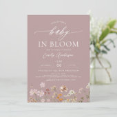 Roze Spring Wildflower Baby in Bloom Baby shower Kaart (Staand voorkant)