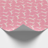 Roze Springende Herten Kerstmis Cadeaupapier (Hoek)