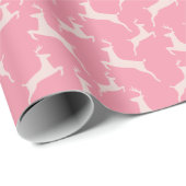 Roze Springende Herten Kerstmis Cadeaupapier (Rol Hoek)