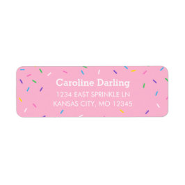 Roze sprinken Terug Adres Etiket