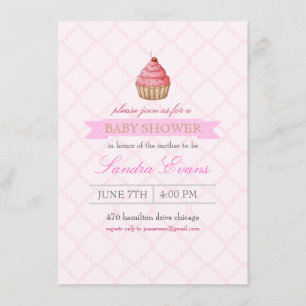 Roze Sprinkle Cupcake Baby shower Uitnodiging