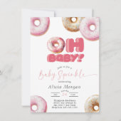Roze Sprinkle | Donut | Baby Sprinkle uitnodiginge Kaart (Voorkant)