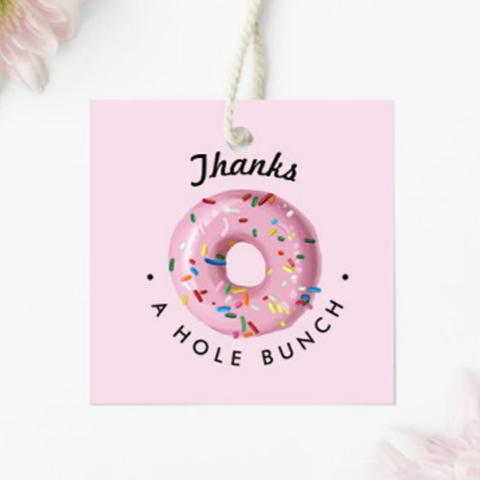 Roze Sprinkle Donut "Bedankt a Hole Bunch" Bedankjes Labels